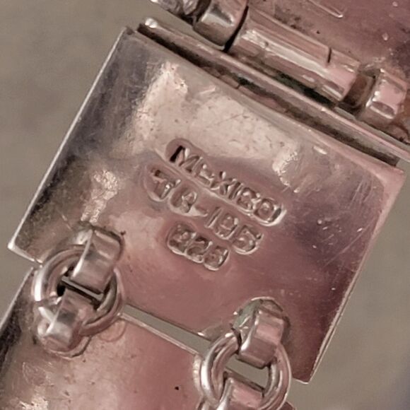 Vintage Taxco Heavy Squares Onyx Sterling Silver Statement Link Bracelet - Picture 10 of 10